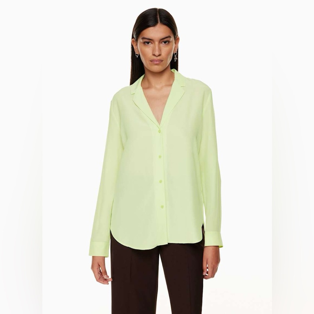 Babaton Monocle Shirt – Button-Front Blouse in Soft Pistachio Green Size M